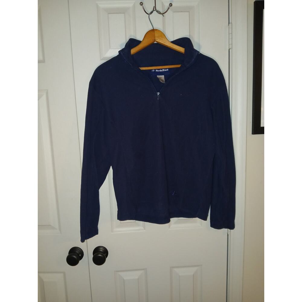 NordicTrack Men’s Quarter Zip Fleece Pullover Jacket Navy Blue Size Medium M